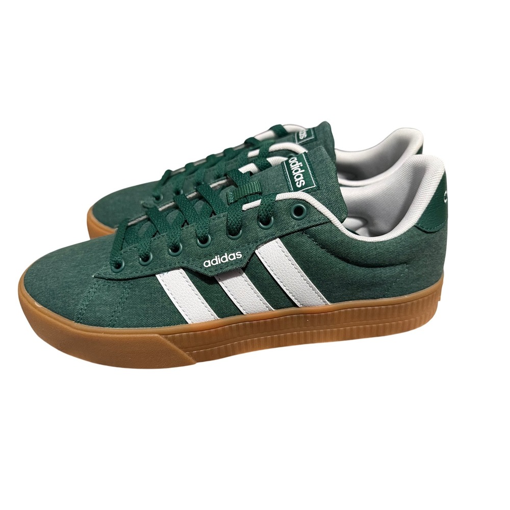 Adidas Daily 3.0 Mens Green Canvas Skate Sneakers IF7487 Size 8.5 Gum Sole